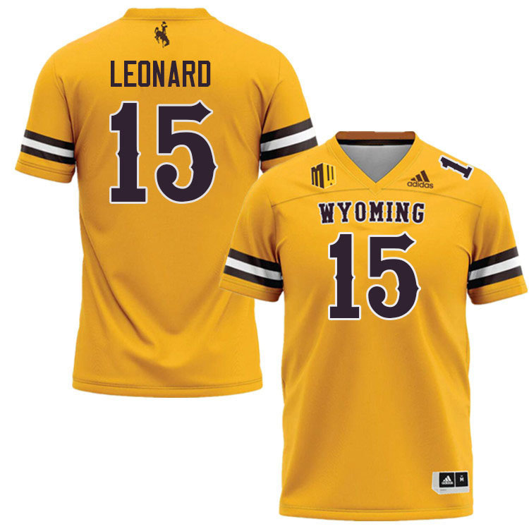 Wyoming Cowboys #15 David Leonard College Football Jerseys Stitched-Gold